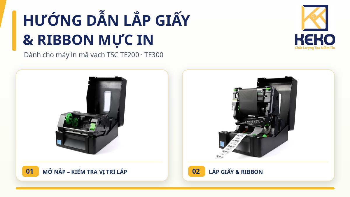 Hướng Dẫn Lắp Giấy, Ribbon TSC TE200 & TE300
