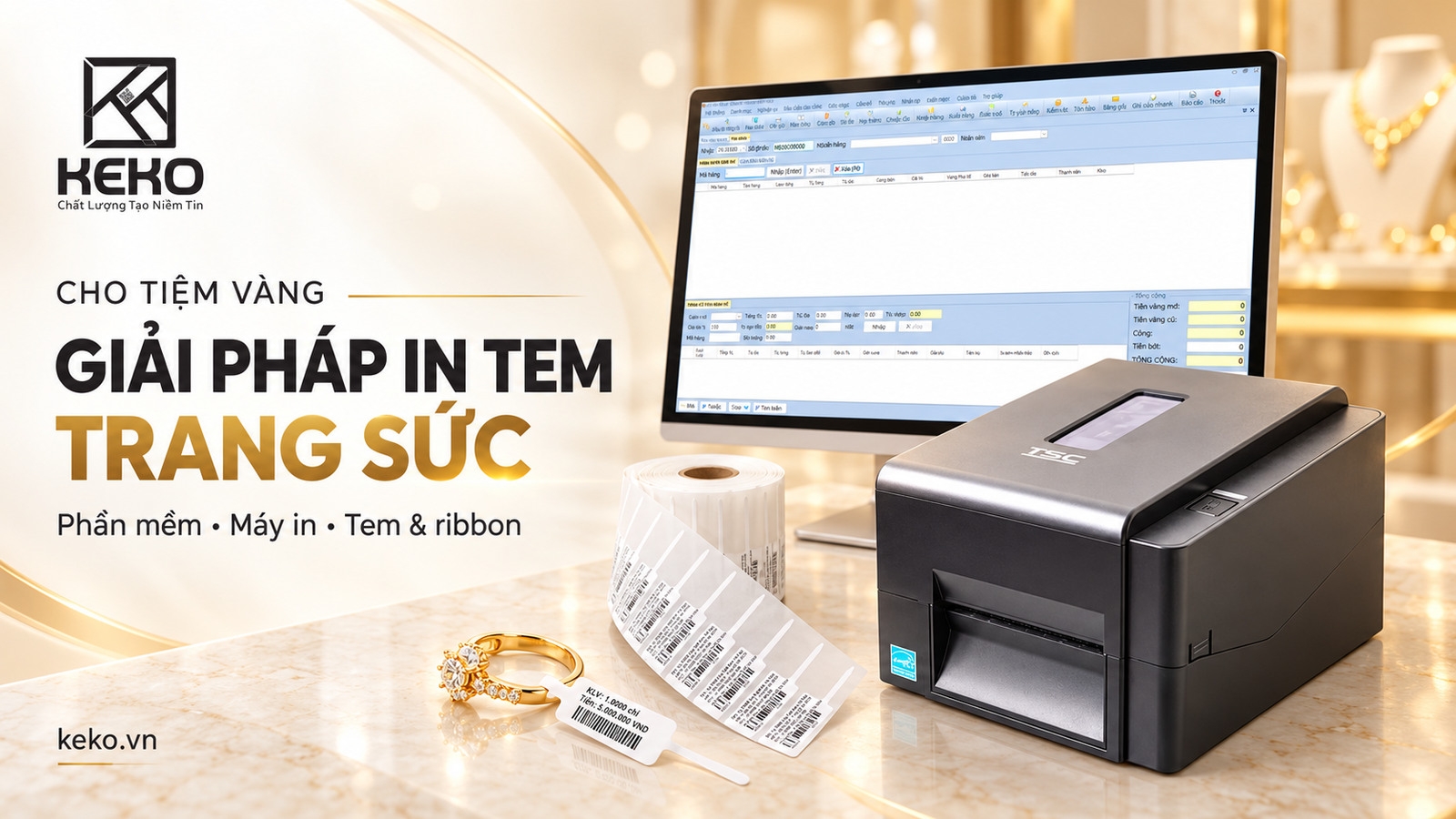 Giải pháp in tem vàng bạc trang sức cho Tiệm Vàng