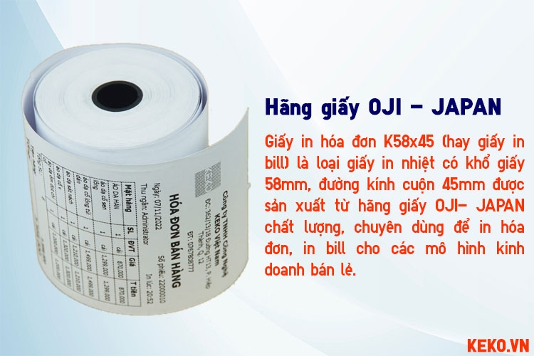 GIẤY IN HÓA ĐƠN K58x45 CHẤT LƯỢNG