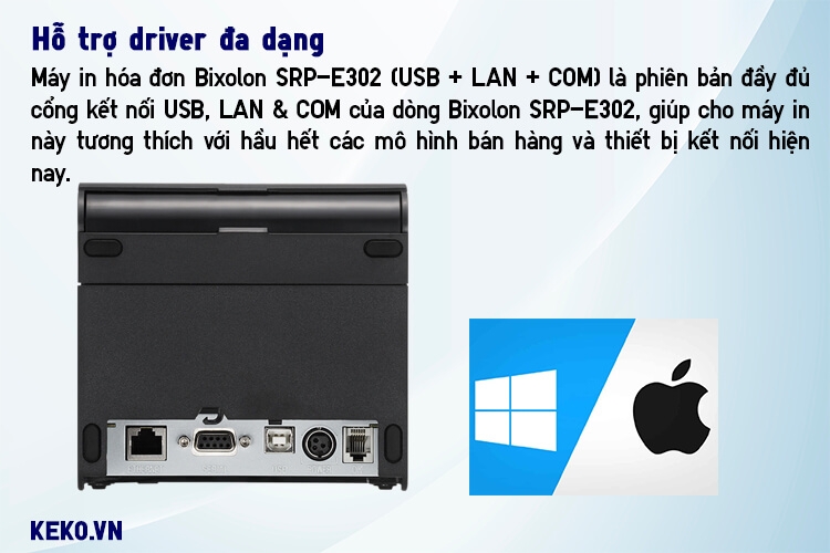 MÁY IN HÓA ĐƠN BIXOLON SRP E302 (USB + LAN)-KẾT NỐI