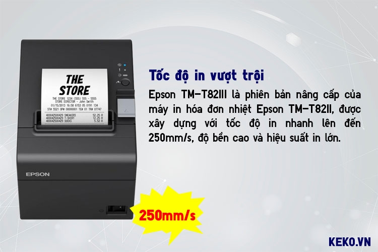 MÁY IN HÓA ĐƠN EPSON TM-T82III (USB)-TỐC ĐỘ IN