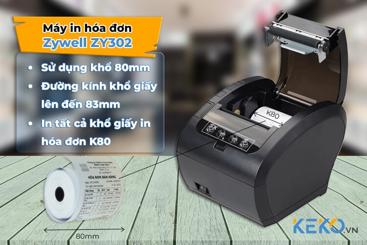 MÁY IN HÓA ĐƠN ZYWELL ZY302 KHỔ GIẤY