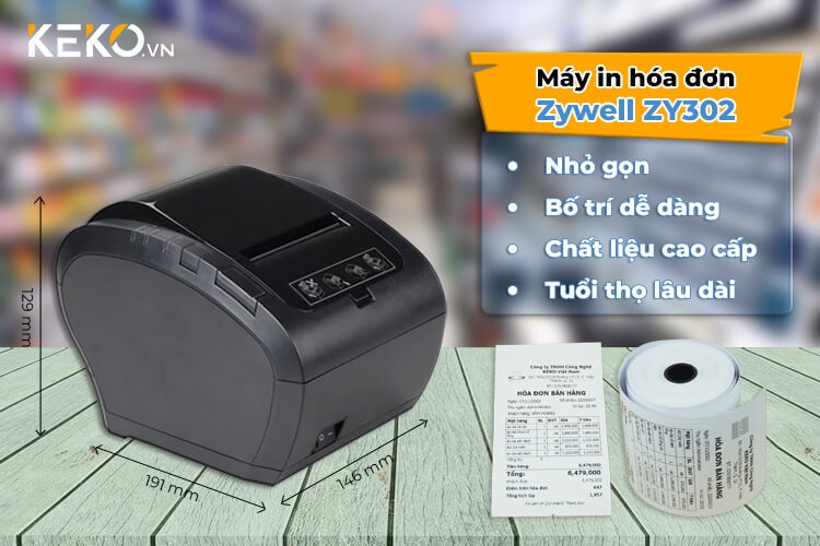 MÁY IN HÓA ĐƠN ZYWELL ZY302 THIẾT KẾ