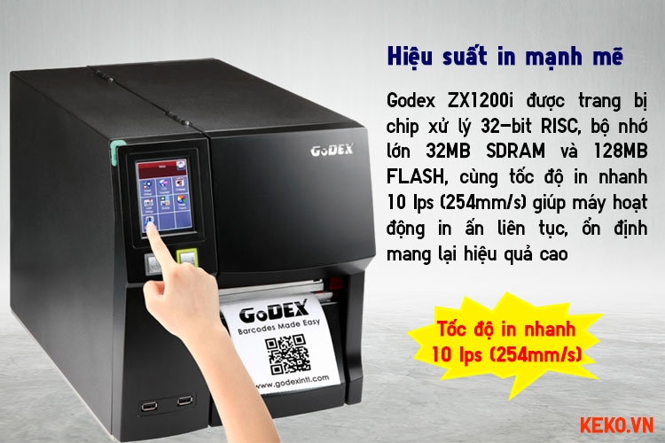 MÁY IN MÃ VẠCH CÔNG NGHIỆP GODEX ZX1200I CÔNG SUẤT