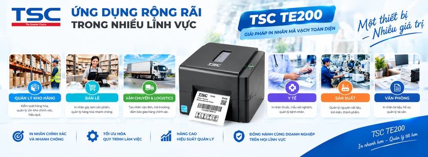 Ứng dụng máy in mã vạch TSC TE200 trong in tem nhãn