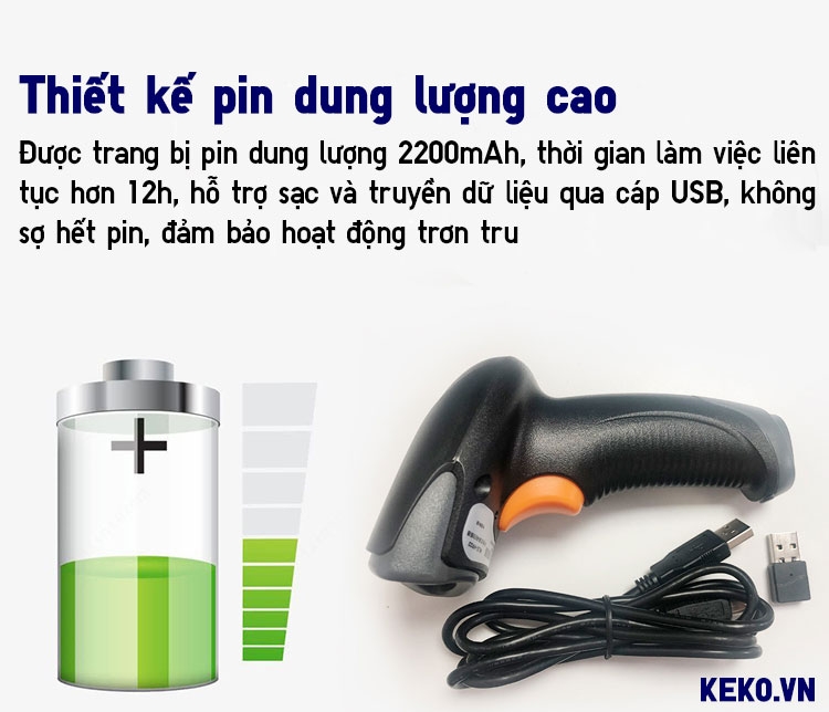 MÁY QUÉT MÃ VẠCH TEKI TK22W PIN