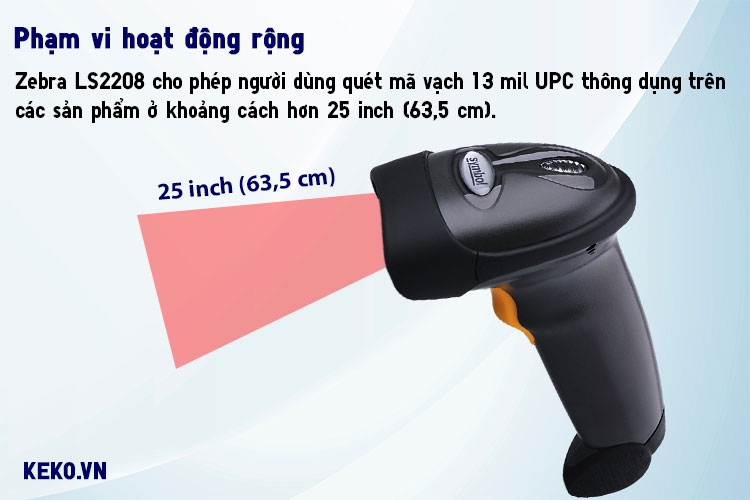 MÁY QUÉT MÃ VẠCH ZEBRA LS2208 PHẠM VI HĐ